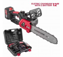 Аккумуляторная КРАСНАЯ цепная пила M-9020, 2 акк, 12" (12)