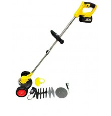 Газонокосилка на колесиках, триммер для газона 48w, 2 акк (желтая) (10)