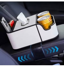 Автомобильный подлокотник-органайзер с двумя подстаканниками и коробкой для салфеток (45)