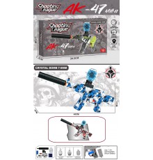 Электрическая игрушка автомат AK-47 mini, с глушителем и резервуаром под орбизы, красный (-350) (36)