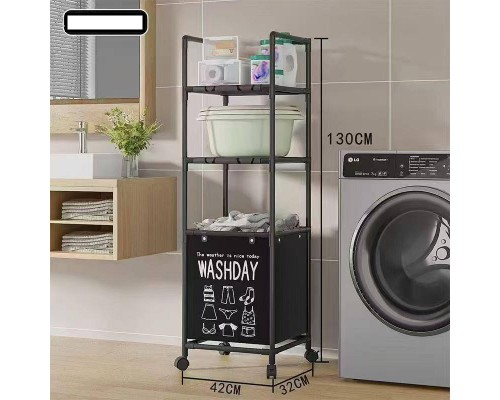 Корзина для хранения белья Washday + 3 полки для бытовых принадлежностей (черный, белый) (20)
