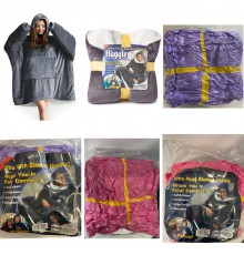 Плед-толстовка с капюшоном Huggle Hoodie-2 (серый, фиолетовый, розовый) (40)